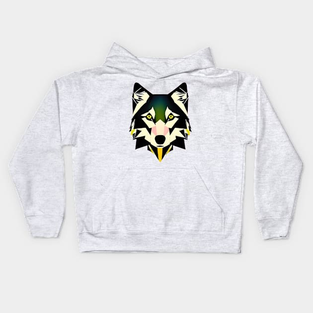 Yellow Eyed Wolf Kids Hoodie by Spazashop Designs